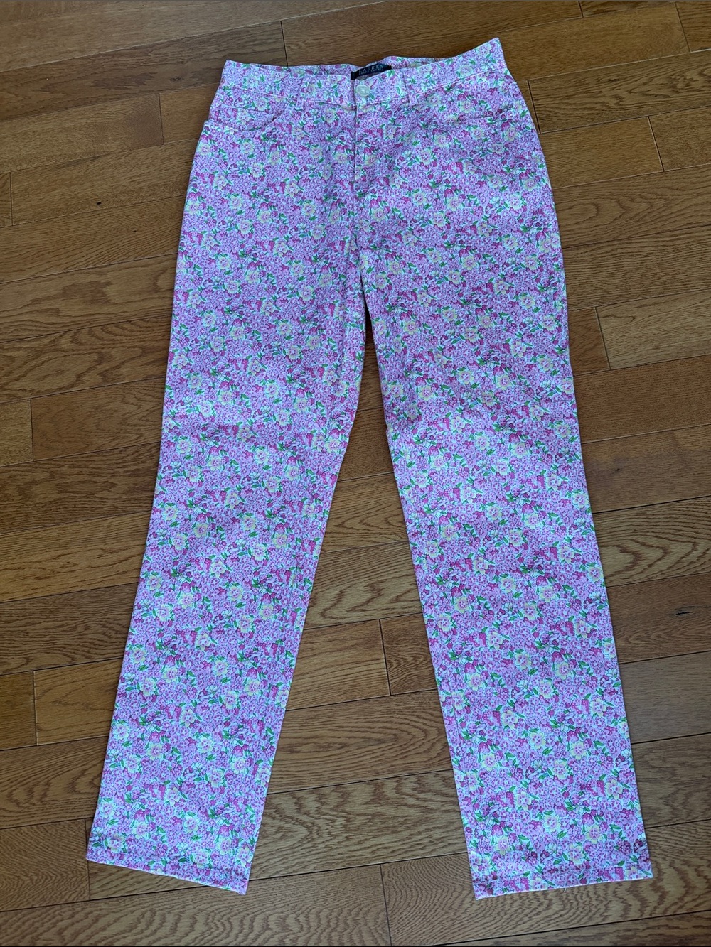 Ralph Lauren Pink Floral Stretch Cotton Button Fly